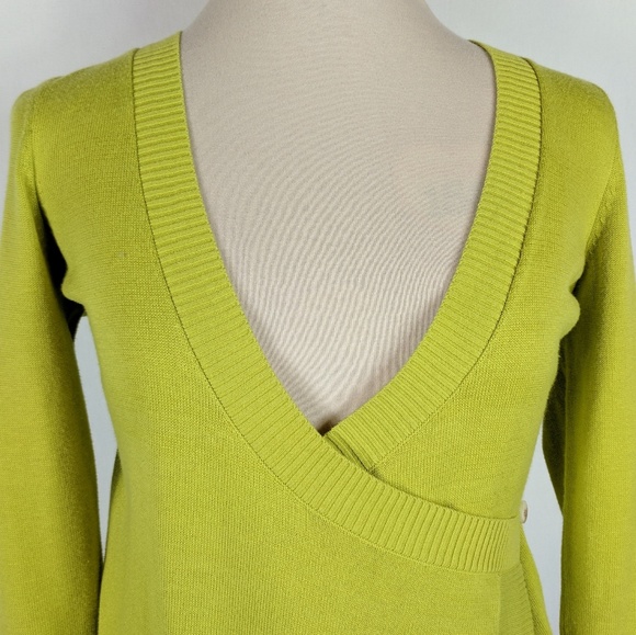 Anthro | Moth chartreuse wrap sweater XS - Picture 6 of 8